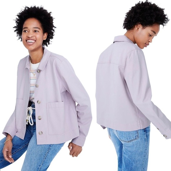 Madewell Lavender Purple Connor Cropped Button Front Chore Jacket Size XS - Picture 1 of 8